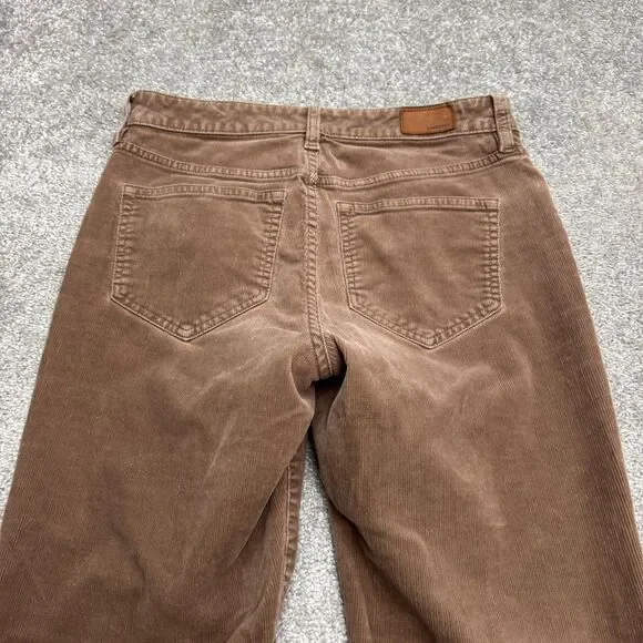 Lands' End Mid Rise Straight Leg Corduroy Pants Womens 4 Brown Cotton Stretch - Picture 4 of 16